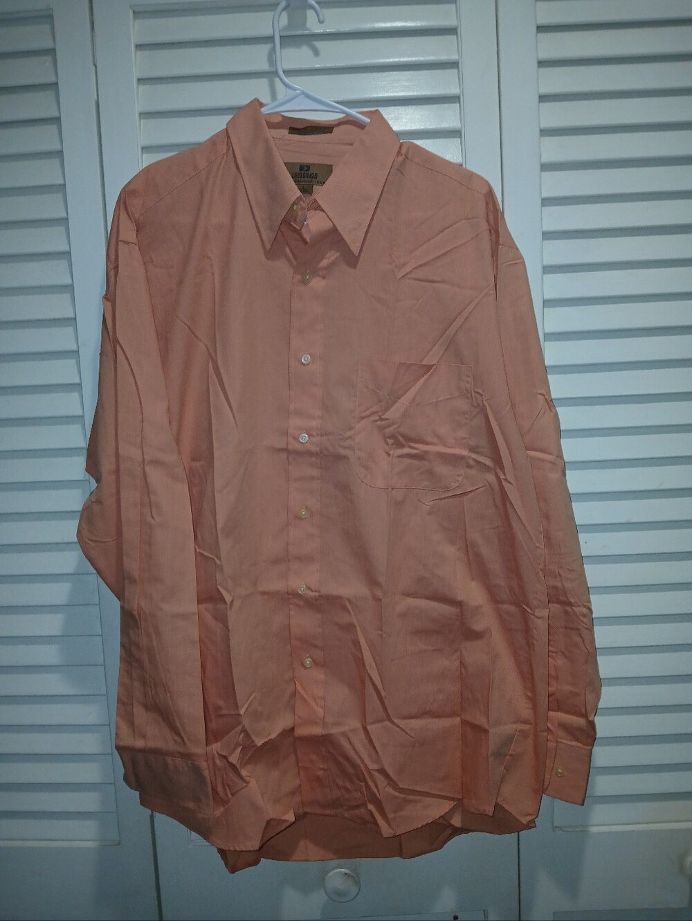 Vintage J. Riggings Men’s Peach Button-Up Shirt Size 16½ Large Long Sleeve